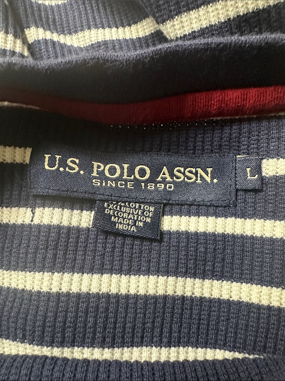 Vintage Y2K U.S. Polo Assn. Striped Ribbed Thermal Long sleeve size Large - Picture 13 of 16